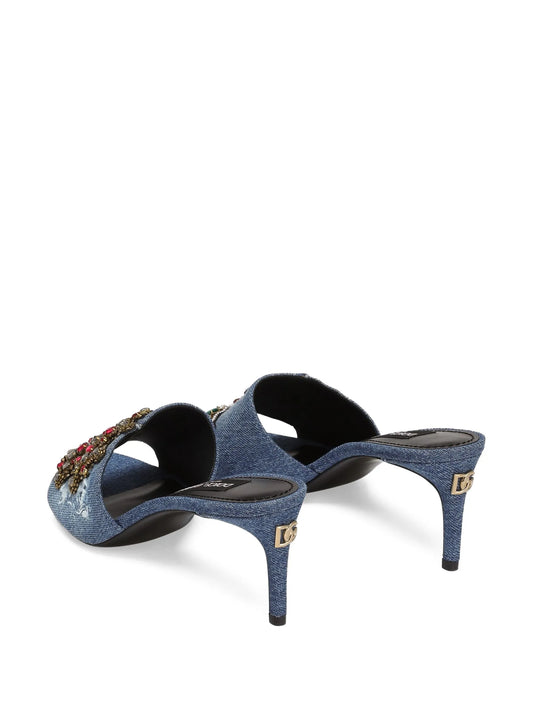 Dolce & Gabbana 60mm embroidered denim mules